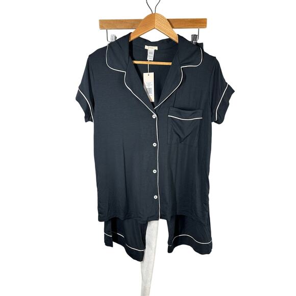 Eberjey Gisele The Cropped Pajama Set Black  Size Medium - Picture 1 of 11
